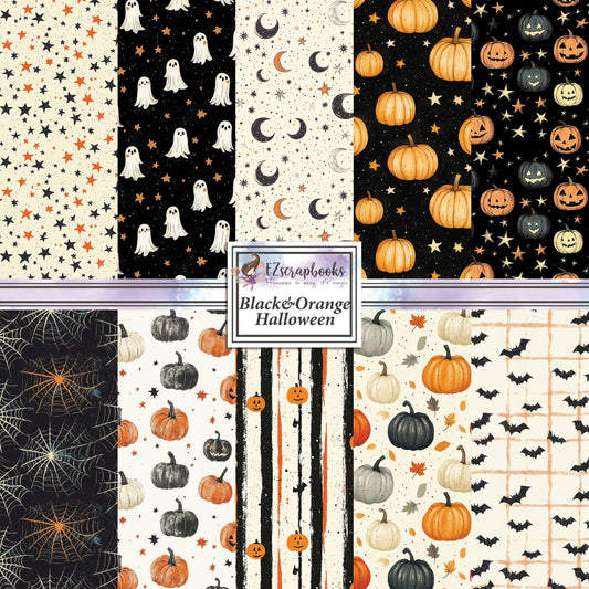Black & Orange Halloween - 12X12 Scrapbook Paper Pack - 25-8213
