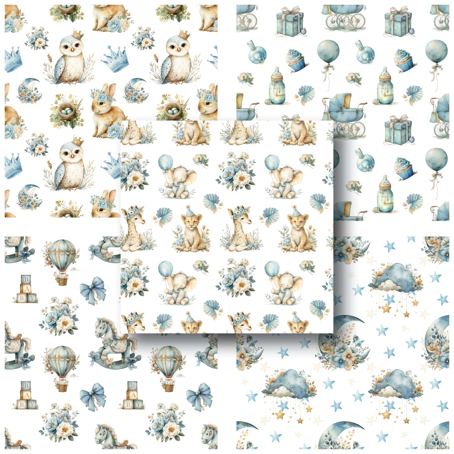 Blue Neutral Baby - 12X12 Scrapbook Paper Pack - 25-8216