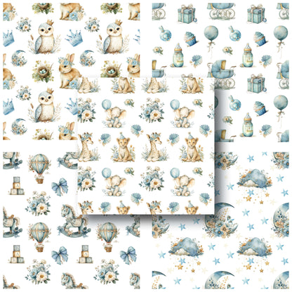 Blue Neutral Baby - 12X12 Scrapbook Paper Pack - 25-8216