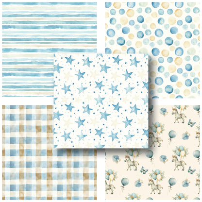 Blue Neutral Baby - 12X12 Scrapbook Paper Pack - 25-8216