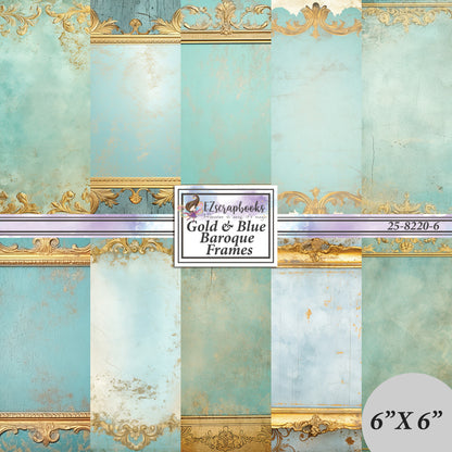 Gold Blue Baroque Frames - 6X6 Paper Pack - 25-8220-6