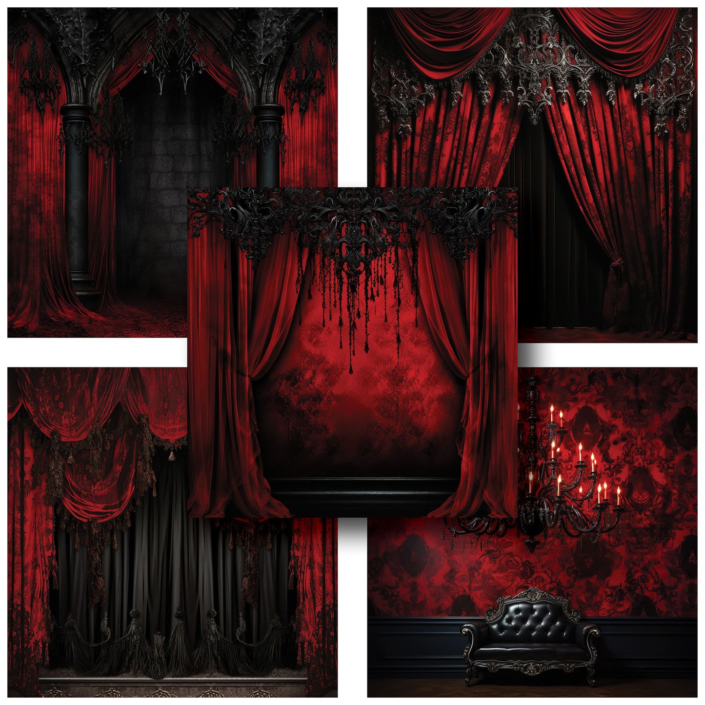 Black & Red Gothic Backgrounds - 12X12 Scrapbook Paper Pack - 25-8221