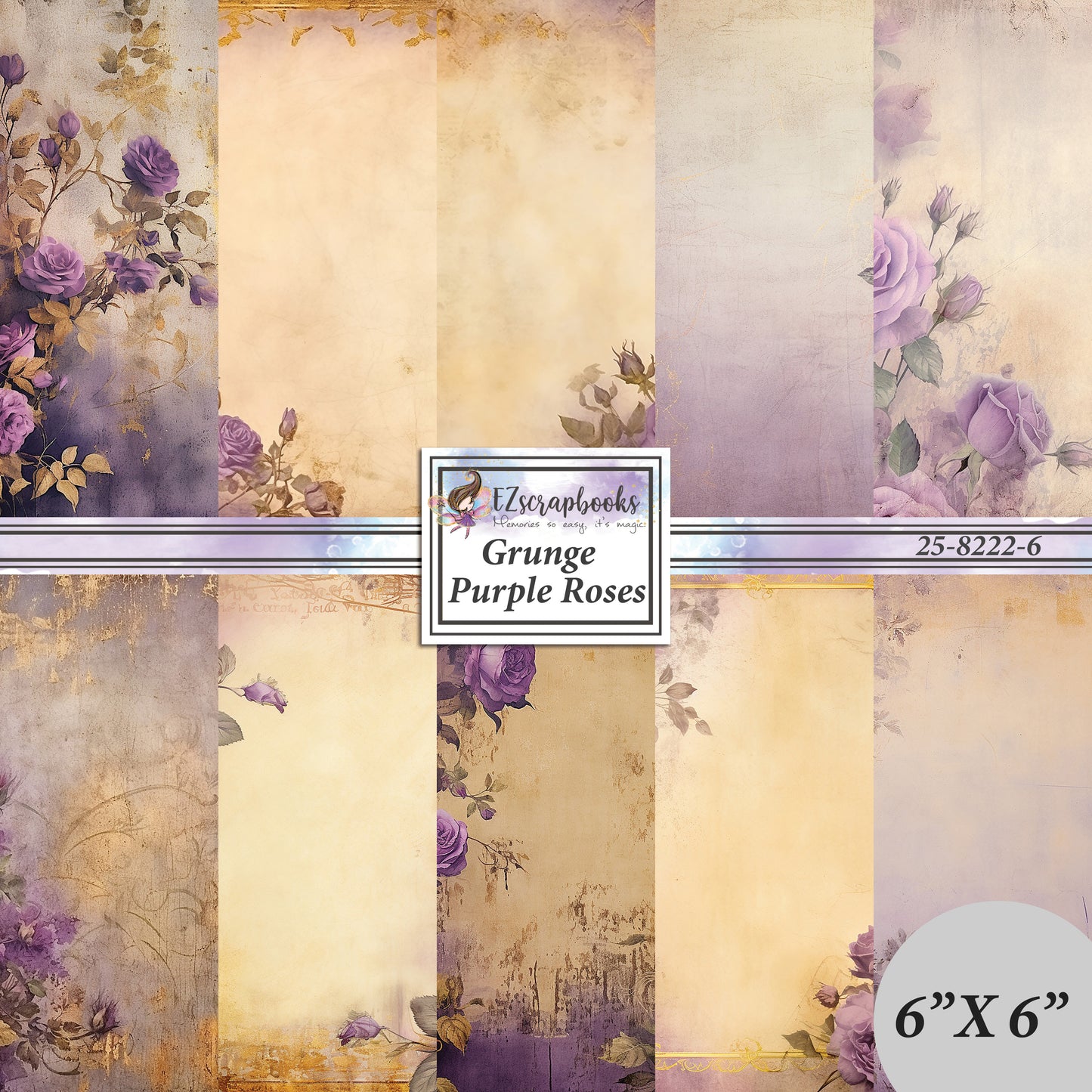 Grunge Purple Roses - 6X6 Paper Pack - 25-8222-6