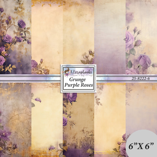 Grunge Purple Roses - 6X6 Paper Pack - 25-8222-6