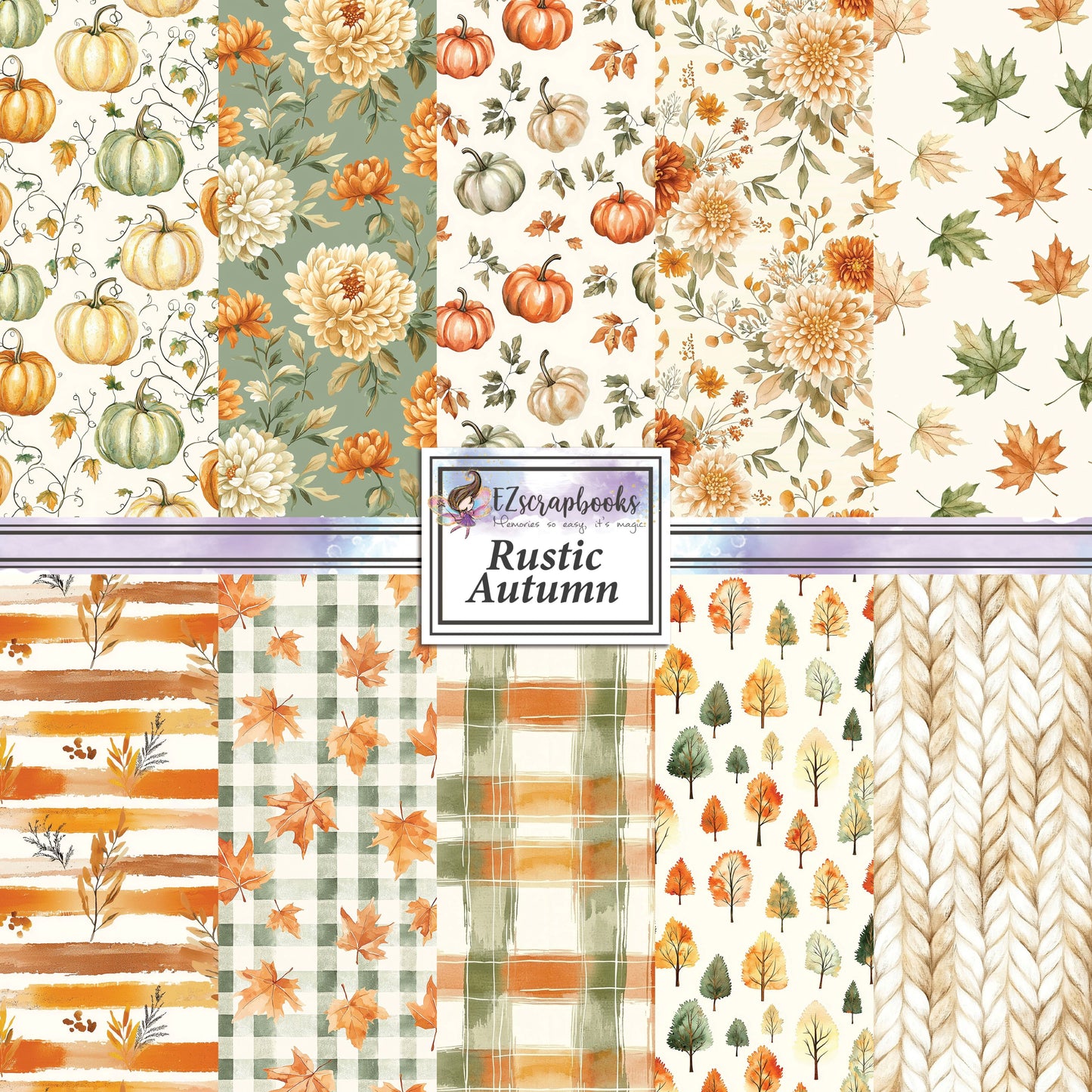 Rustic Autumn - 12X12 Fall Scrapbook Paper Pack - 25-8225