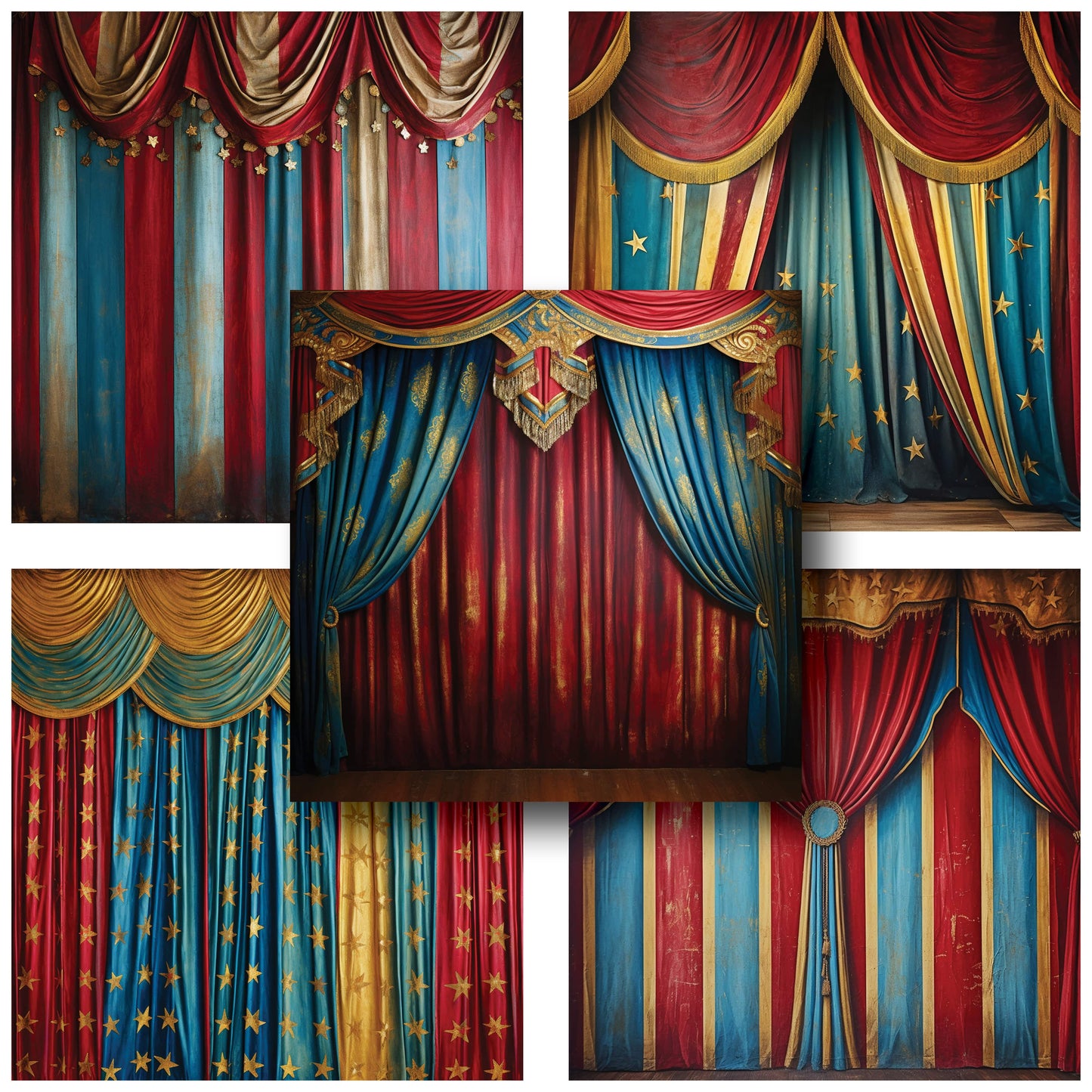 Vintage Circus Curtains - 12X12 Scrapbook Paper Pack - 25-8227