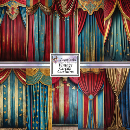 Vintage Circus Curtains - 12X12 Scrapbook Paper Pack - 25-8227