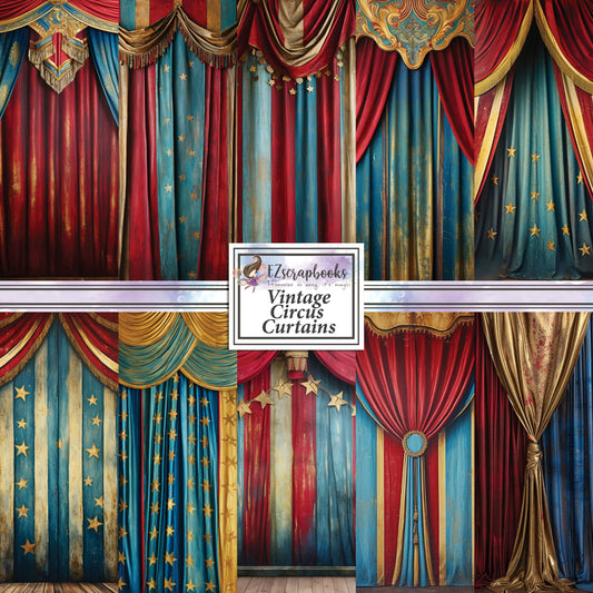 Vintage Circus Curtains - 12X12 Scrapbook Paper Pack - 25-8227