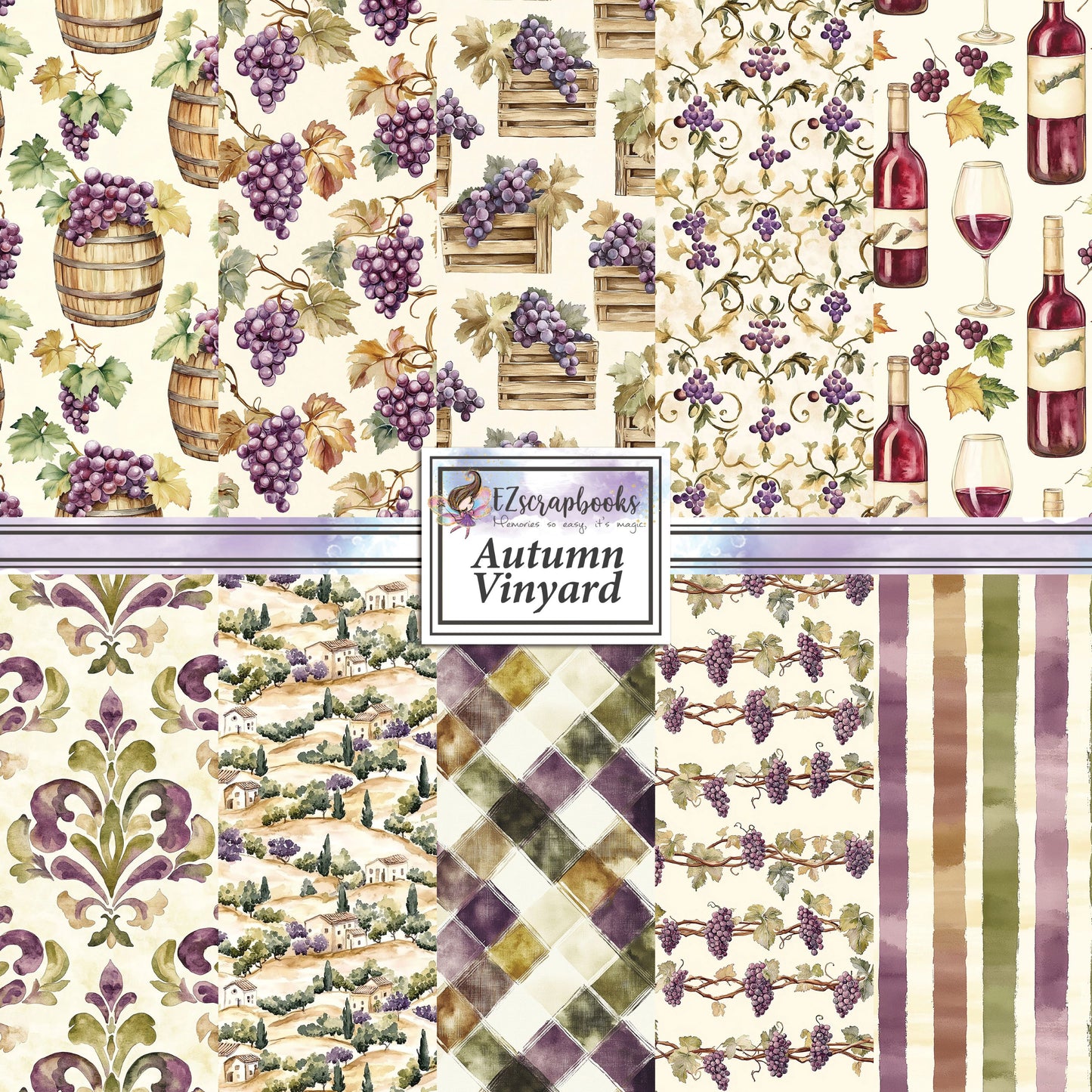 Autumn Vinyard - 12X12 Fall Scrapbook Paper Pack - 25-8230