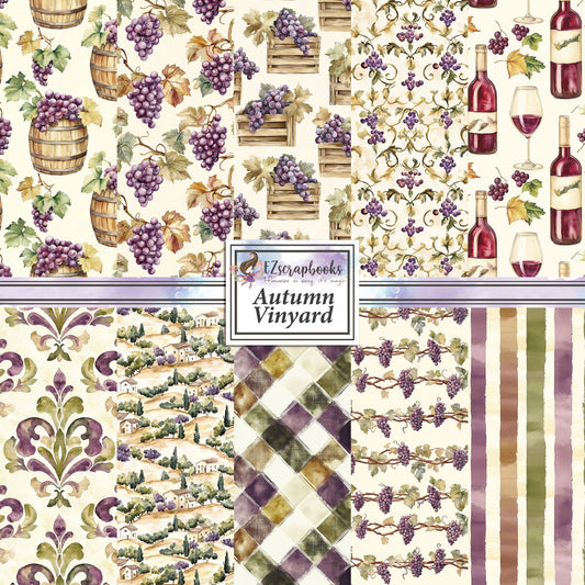 Autumn Vinyard - 12X12 Fall Scrapbook Paper Pack - 25-8230