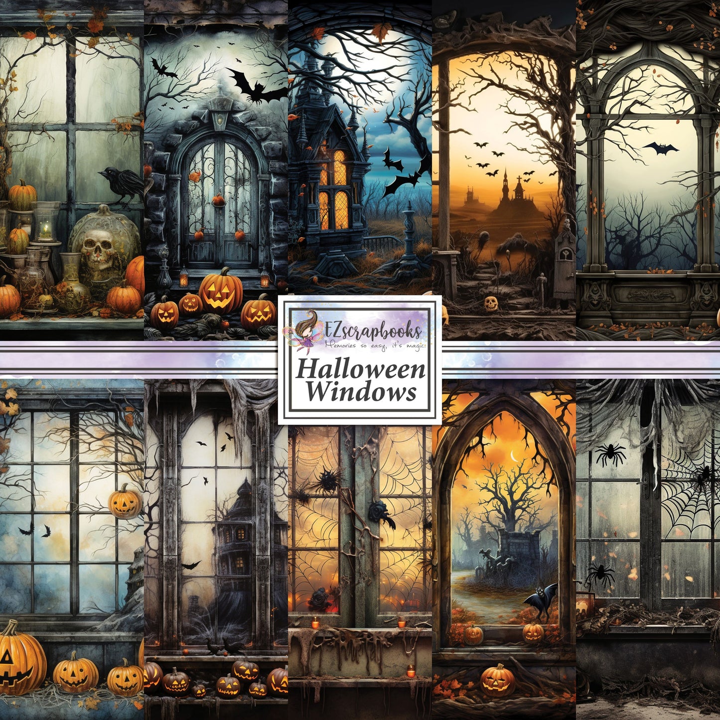 Halloween Windows - 12X12 Scrapbook Paper Pack - 25-8233