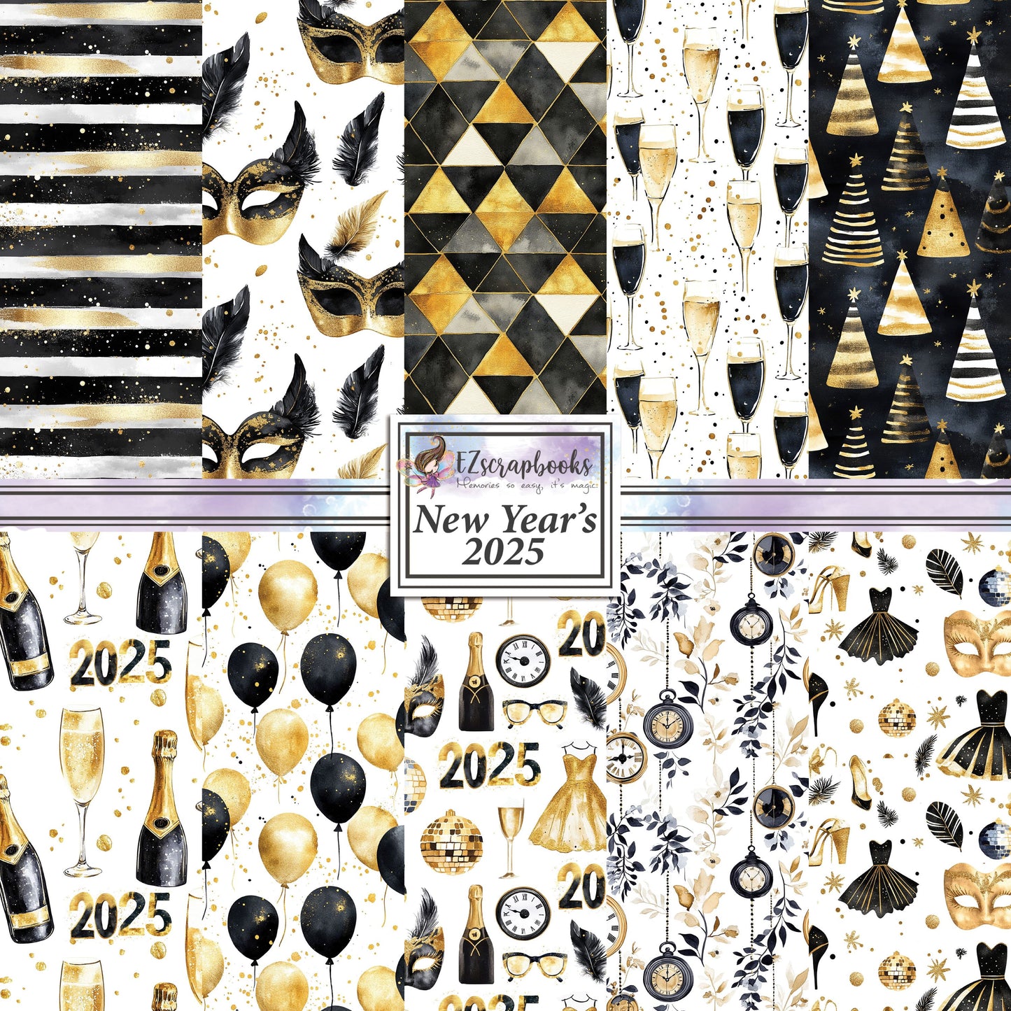 New Year's 2025 - 12X12 Scrapbook Paper Pack - 25-8235
