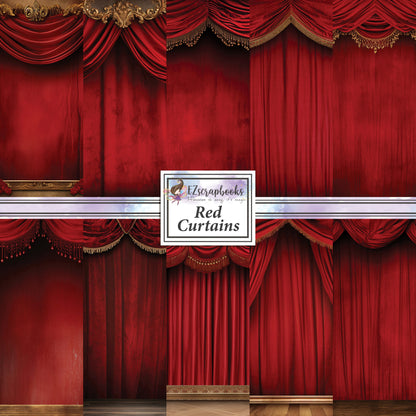 Red Curtains - 12X12 Scrapbook Paper Pack - 25-8255