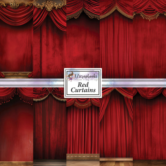 Red Curtains - 12X12 Scrapbook Paper Pack - 25-8255