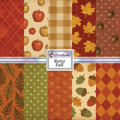 Retro Fall - 12X12 Fall Scrapbook Paper Pack - 25-8257
