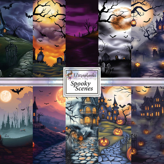 Spooky Scenes - 12X12 Halloween Scrapbook Paper Pack - 25-8267