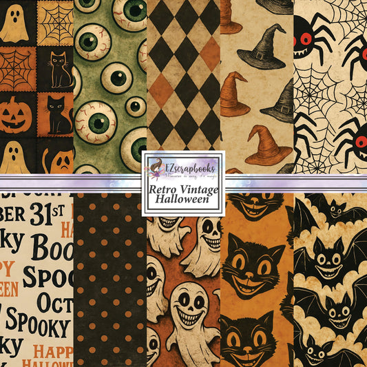 Retro Vintage Halloween - 12X12 Scrapbook Paper Pack - 25-8272