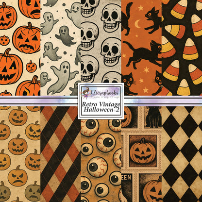 Retro Vintage Halloween 2 - 12X12 Scrapbook Paper Pack - 25-8273