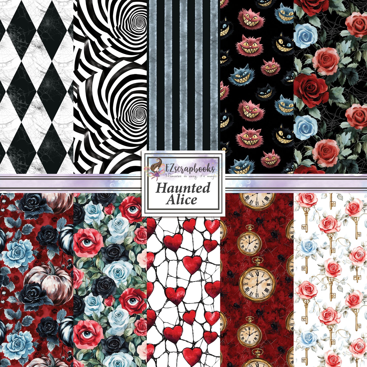 Haunted Alice Halloween - 12X12 Scrapbook Paper Pack - 25-8294