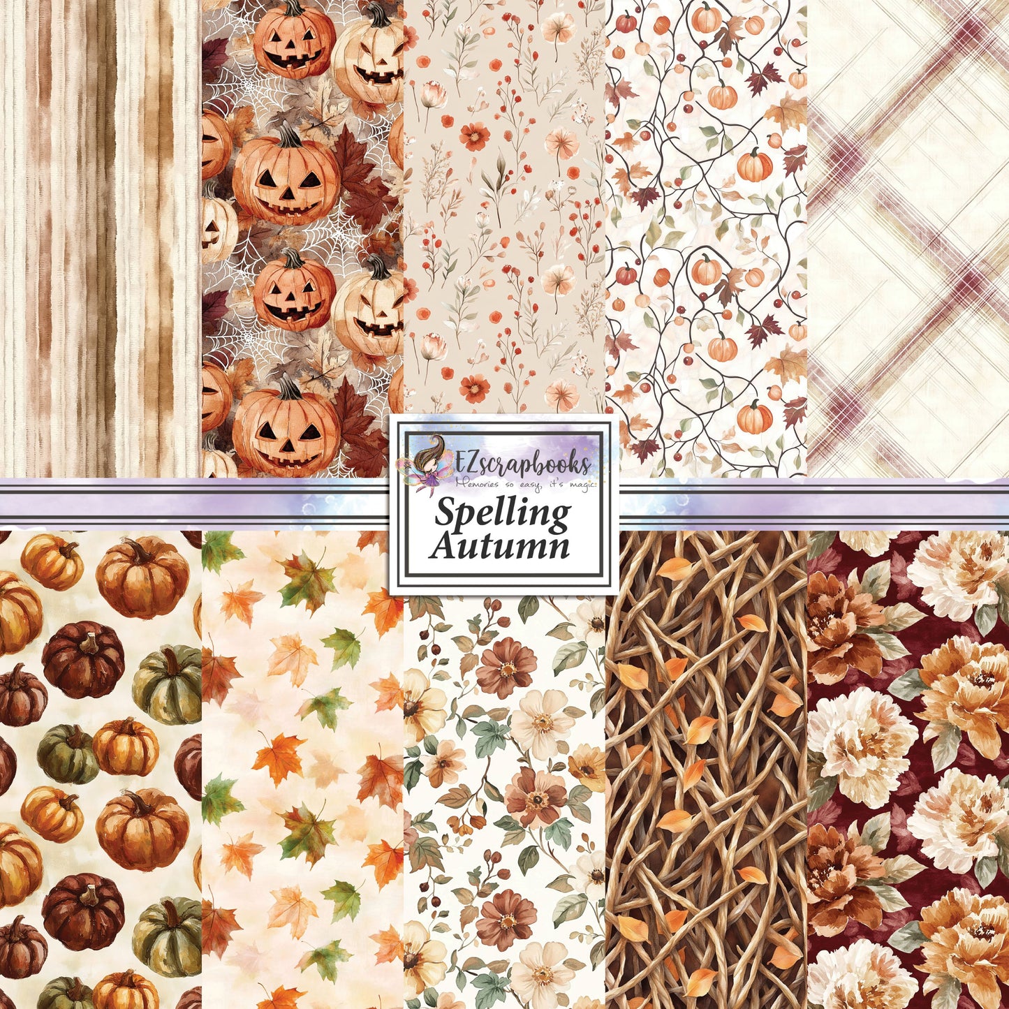 Spelling Autumn - 12X12 Scrapbook Paper Pack - 25-8300