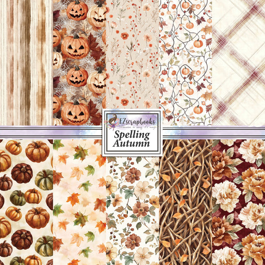 Spelling Autumn - 12X12 Scrapbook Paper Pack - 25-8300