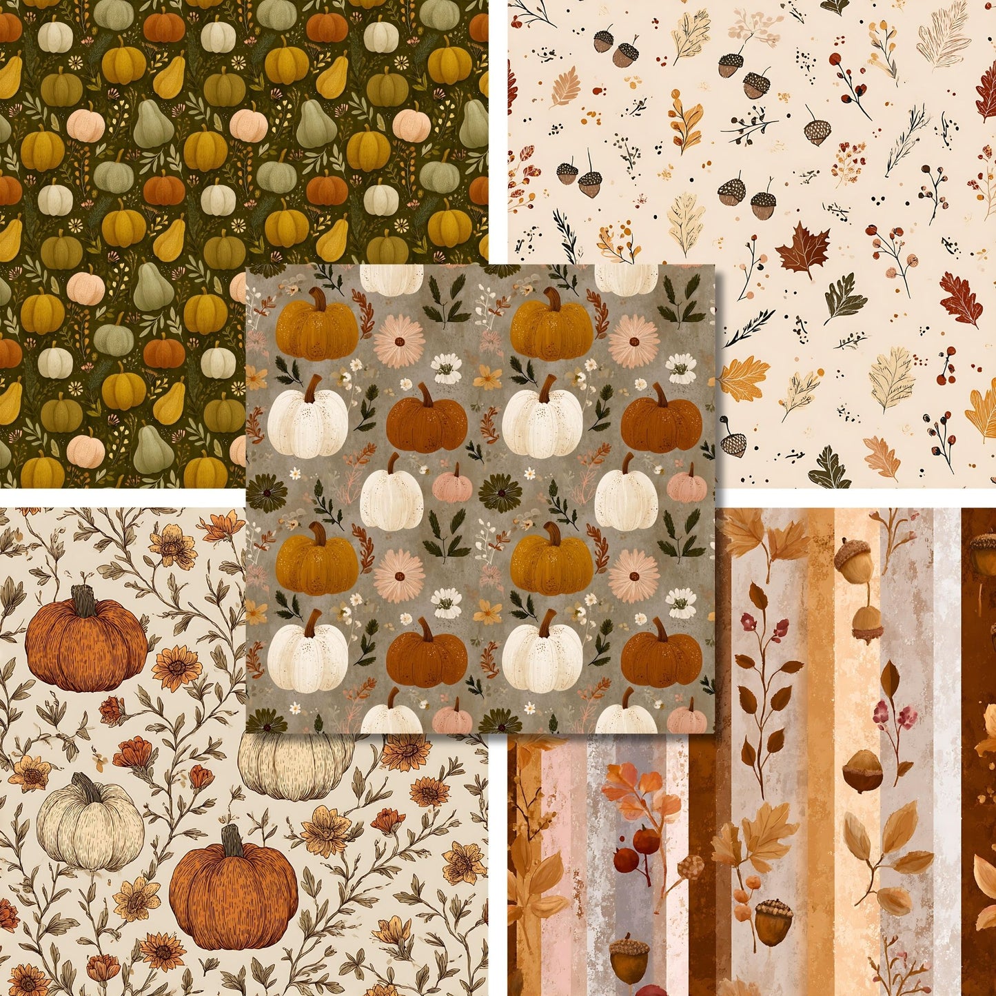 Autumn Pumpkin Flower - 12X12 Scrapbook Paper Pack - 25-8303