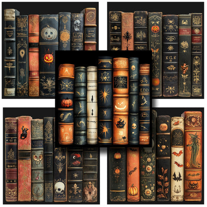Spooky Bookspines - 12X12 Halloween Scrapbook Paper Pack - 25-8311