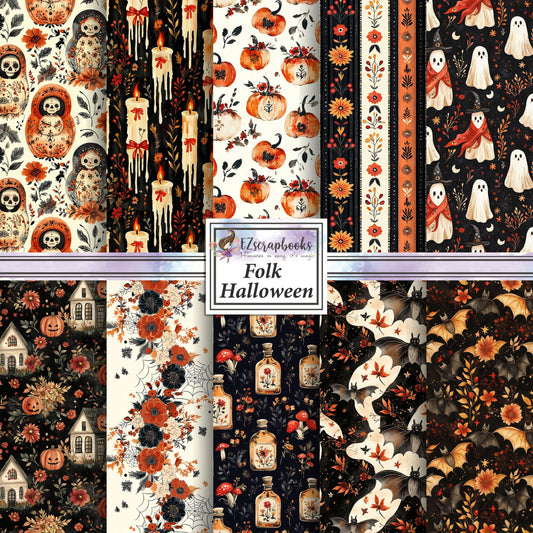 Folk Halloween - 12X12 Scrapbook Paper Pack - 25-8334