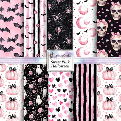 Cute Pink Halloween - 12X12 Scrapbook Paper Pack - 25-8335