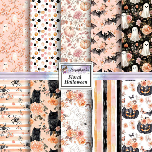 Floral Halloween - 12X12 Scrapbook Paper Pack - 25-8336