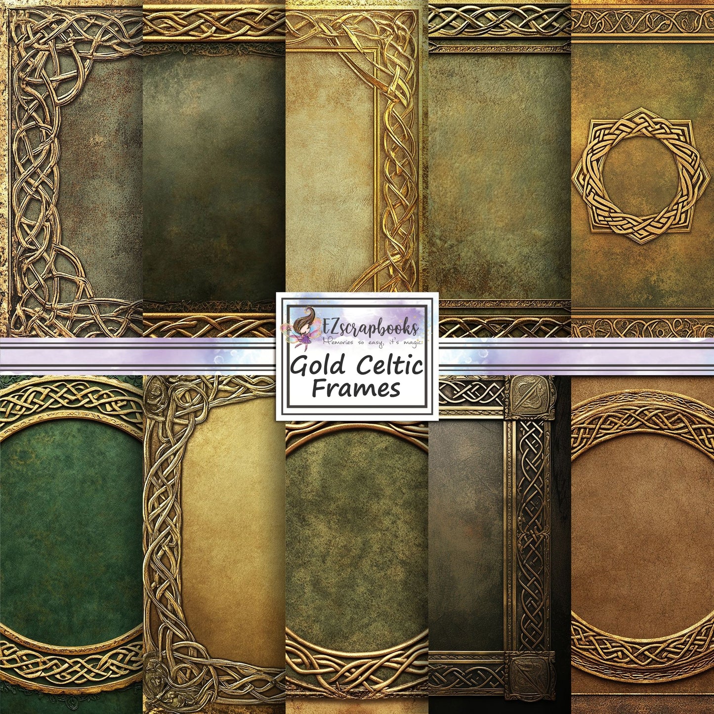 Gold Celtic Frames - 12X12 Scrapbook Paper Pack - 25-8341