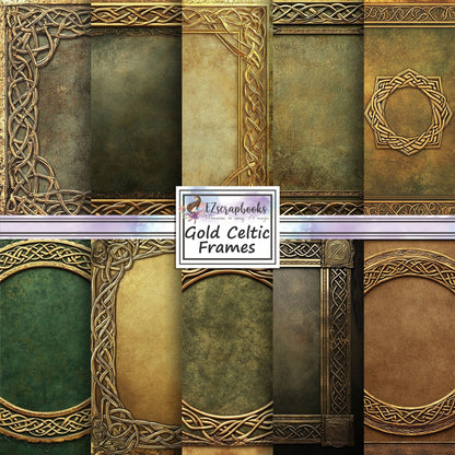 Gold Celtic Frames - 12X12 Scrapbook Paper Pack - 25-8341