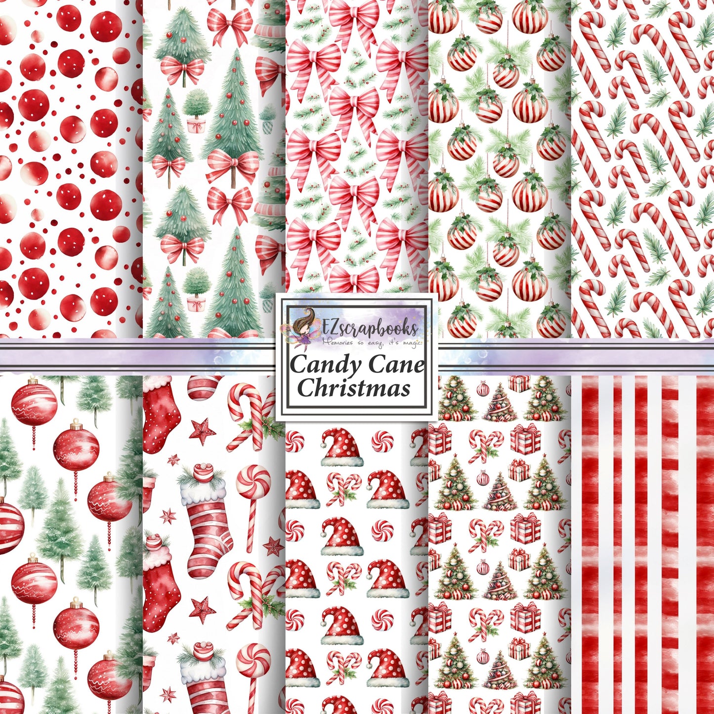 Candy Cane Christmas - 12X12 Scrapbook Paper Pack - 25-8344