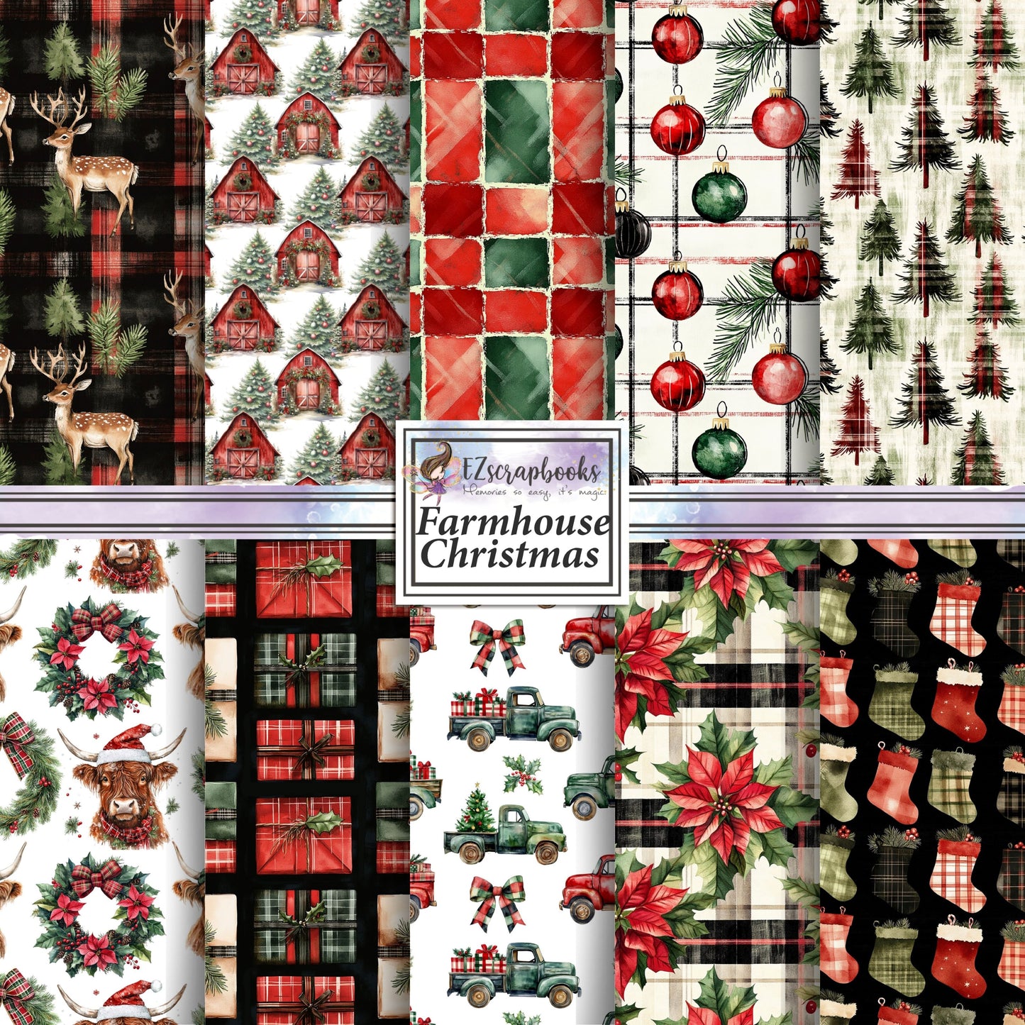 Farmhouse Christmas - 12X12 Scrapbook Paper Pack - 25-8345