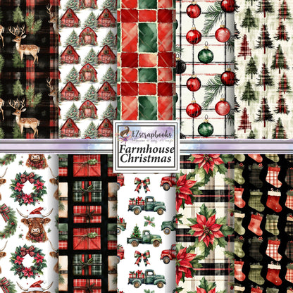 Farmhouse Christmas - 12X12 Scrapbook Paper Pack - 25-8345