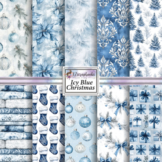 Icy Blue Christmas - 12X12 Scrapbook Paper Pack - 25-8348