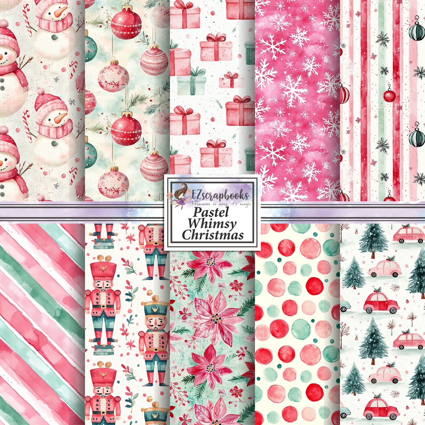 Pastel Whimsy Christmas - 12X12 Scrapbook Paper Pack - 25-8353