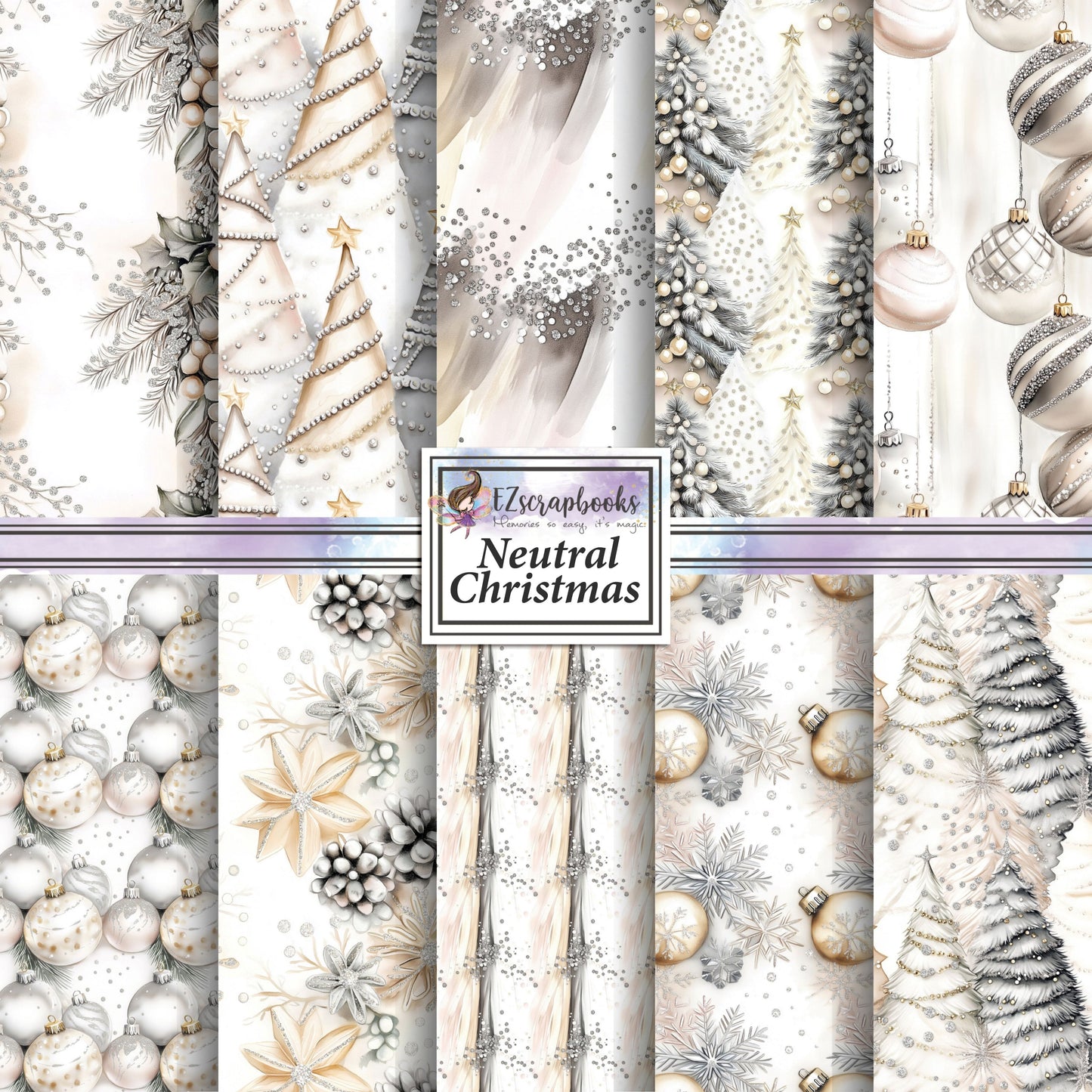 Neutral Christmas - 12X12 Scrapbook Paper Pack - 25-8354