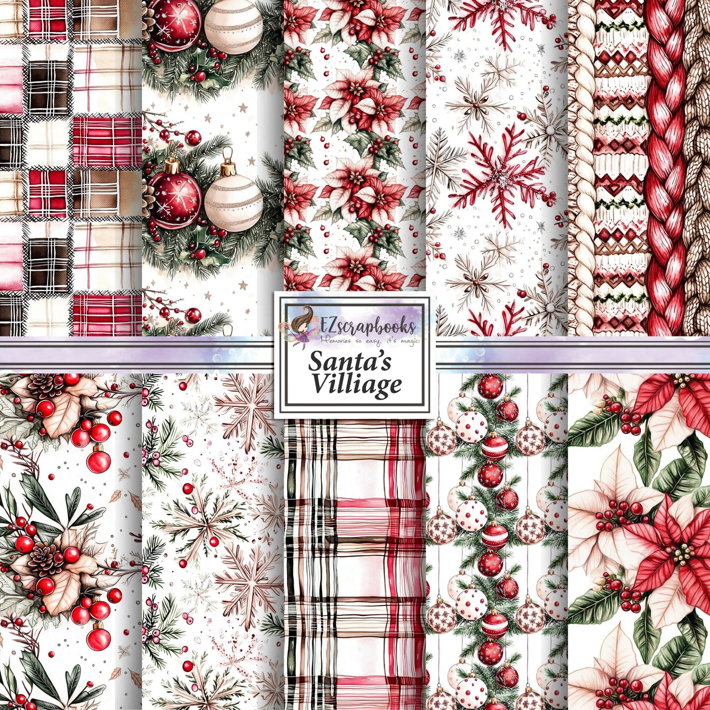 Santa's Village - 12X12 Christmas Scrapbook Paper Pack - 25-8355