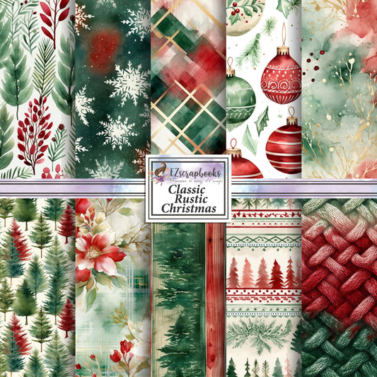 Classic Rustic Christmas - 12X12 Scrapbook Paper Pack - 25-8363