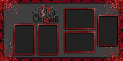 Red & Black Halloween - Set of 5 Double Page Scrapbook Layouts - 24-1006