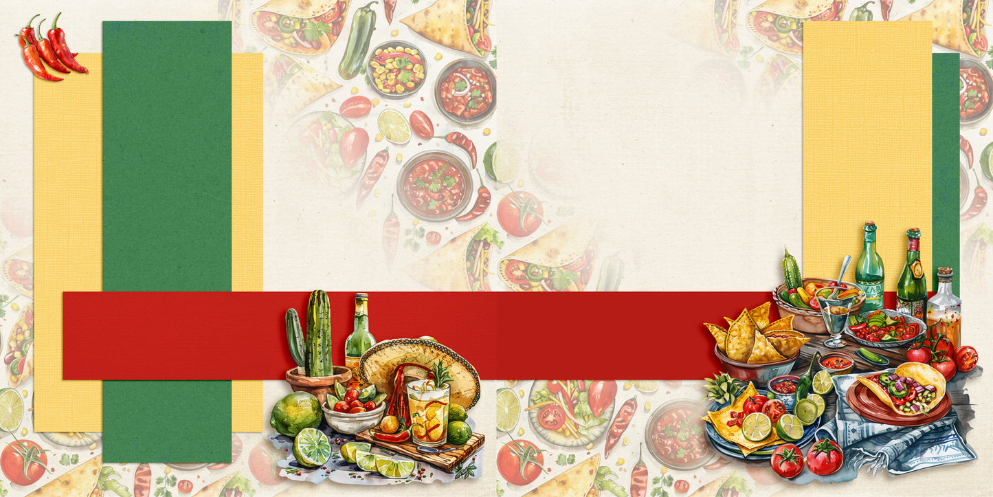 Cinco de Mayo EZ Background Pages -  Digital Bundle - 10 Digital Scrapbook Pages - INSTANT DOWNLOAD