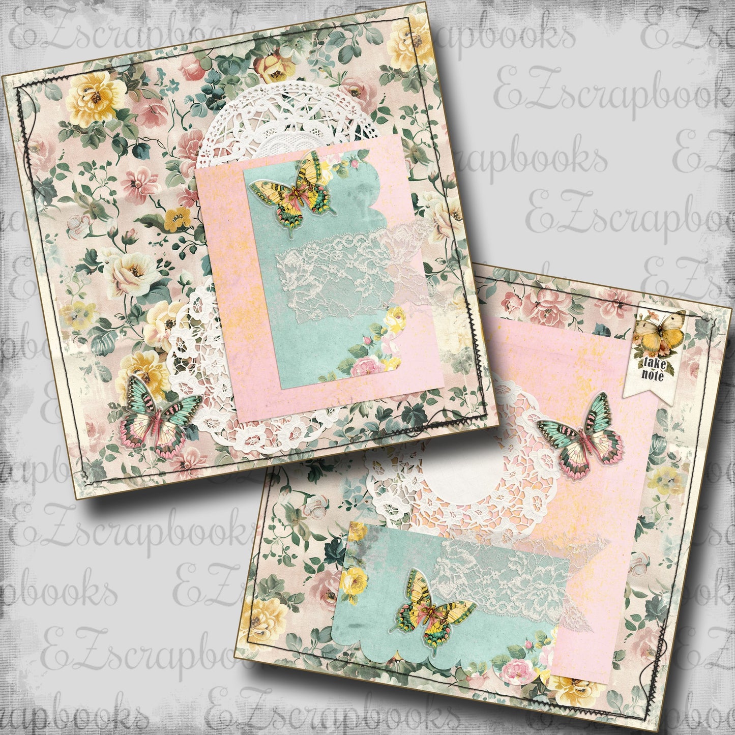 Floral Take Note NPM - Scrapbook Layout - 24-711