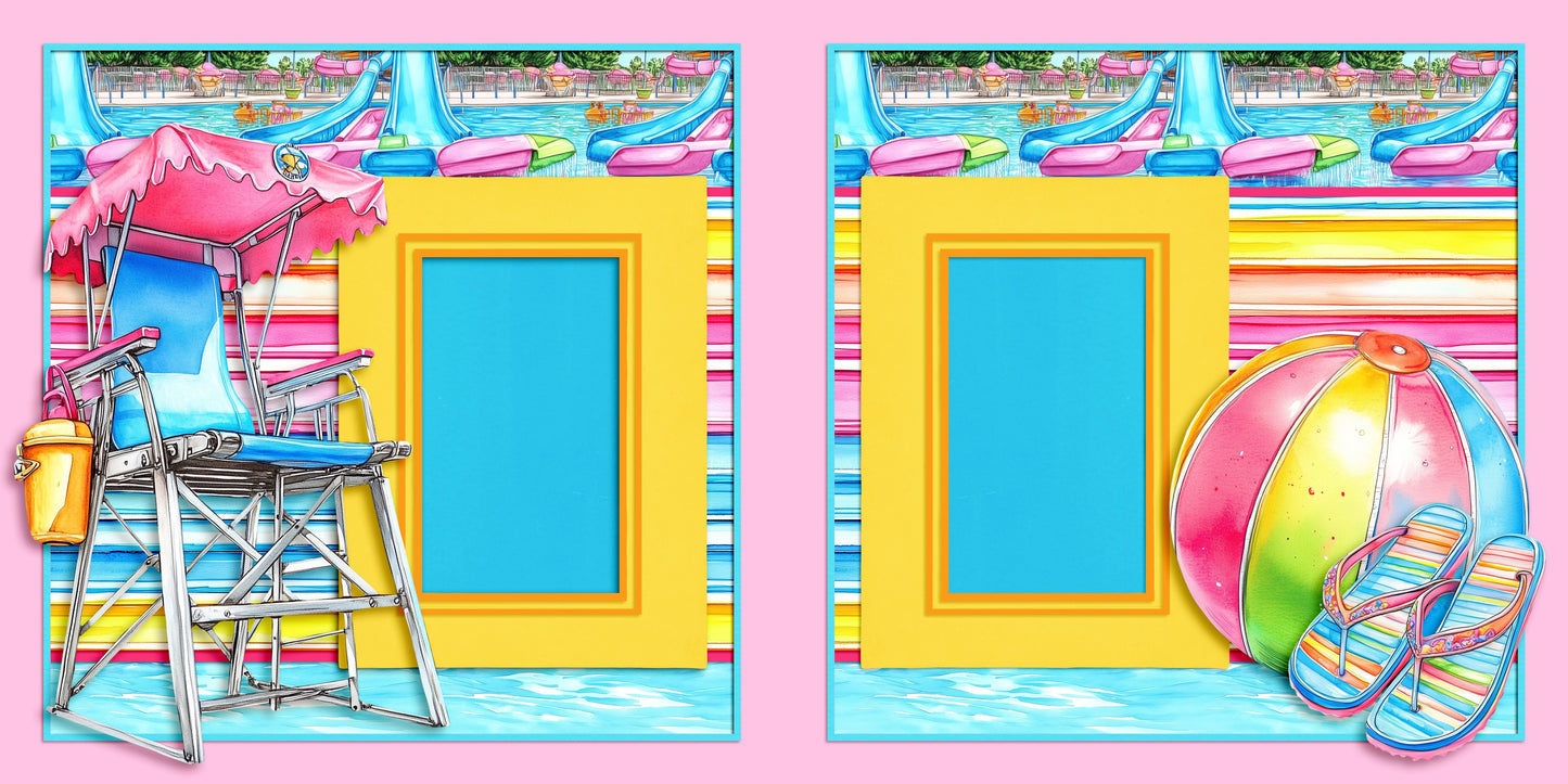 By the Pool - Scrapbook Layout - 25-758