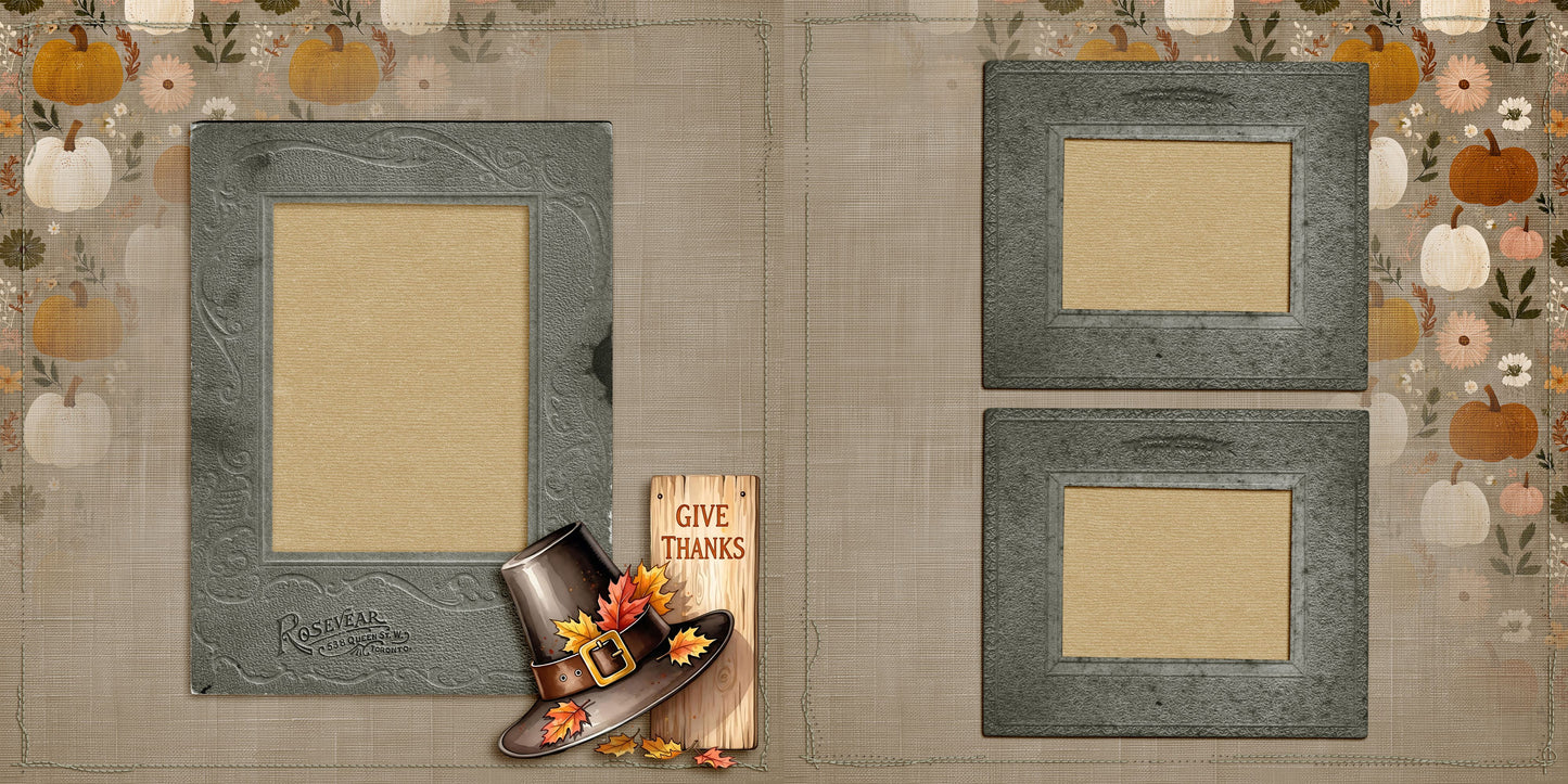 Give Thanks - Set of 5 Double Page Scrapbook Layouts - 25-1094