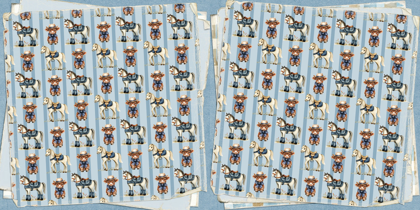 Blue Farm EZ Background Pages -  Digital Bundle - 10 Digital Scrapbook Pages - INSTANT DOWNLOAD