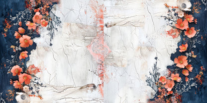 Navy Peach Distressed NPM - Set of 5 Double Page Scrapbook Layouts - 25-1041