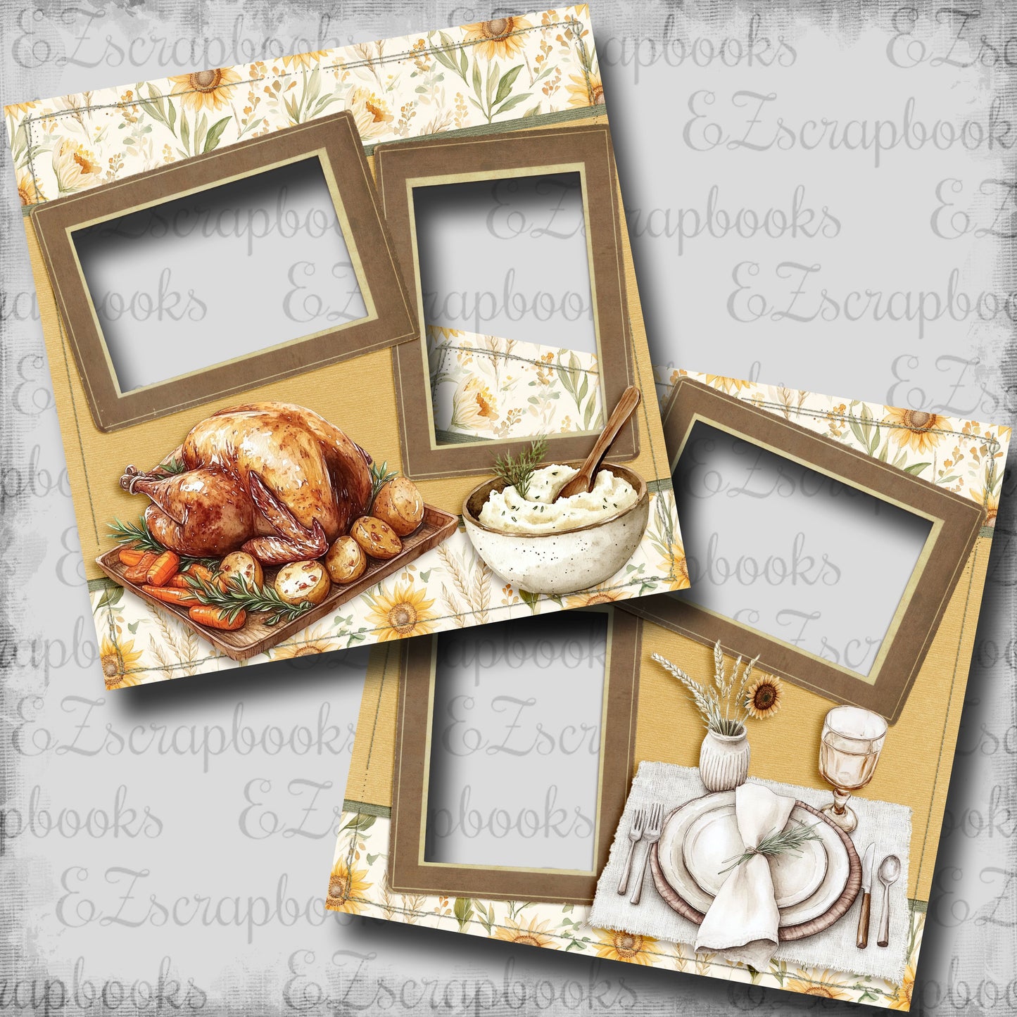 Turkey Dinner - Thanksgiving - EZ Digital Scrapbook Pages - INSTANT DOWNLOAD