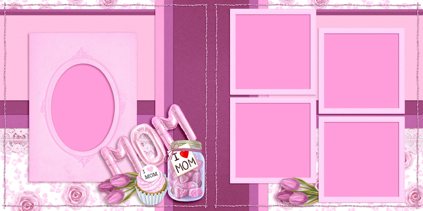 Balloon Mom Cluster - Scrapbook Layout - 25-496