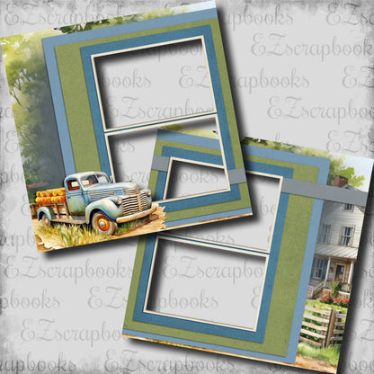 Down on the Farm - Truck - EZ Digital Scrapbook Pages - INSTANT DOWNLOAD